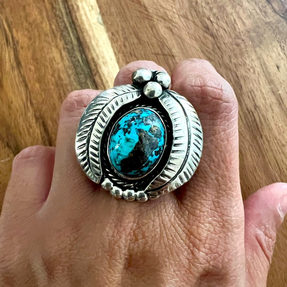 70’s Huge Sterling Turquoise ring